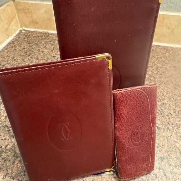 Cartier Handbags - Cartier Red Leather Wallet trio EUC (you get all 3)